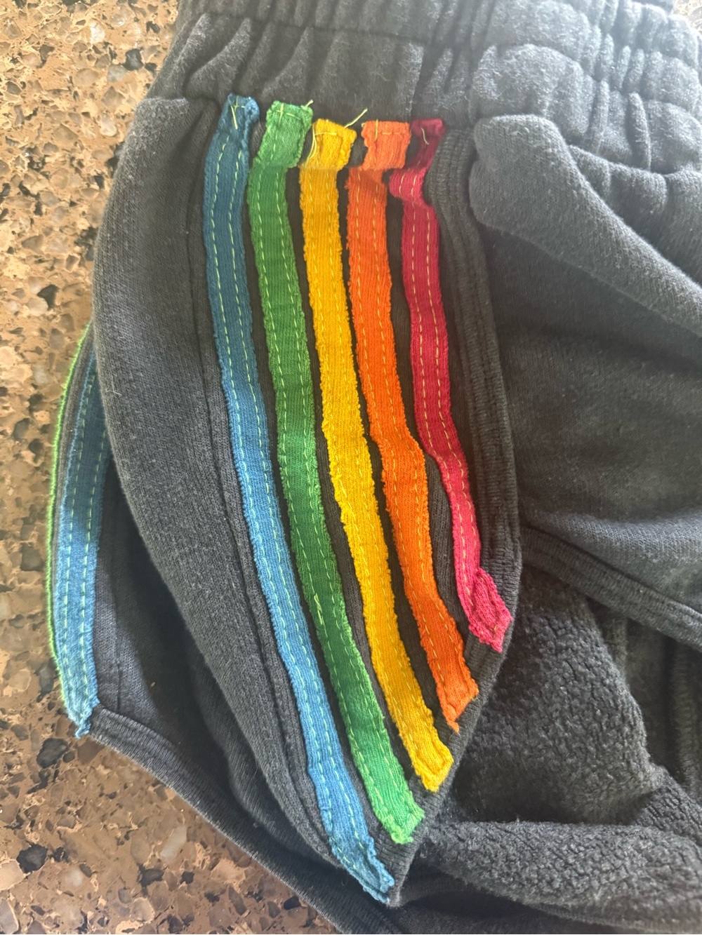 Aviator Nation Charcoal Sweatshorts with Rainbow Trim XS